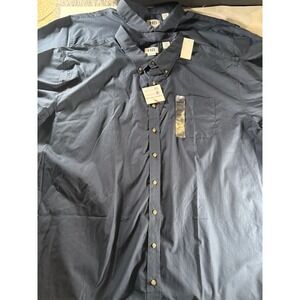 2 Pack Harbor Bay Button Up Shirts Mens 5XL Big Tall Navy Short Sleeve NWT